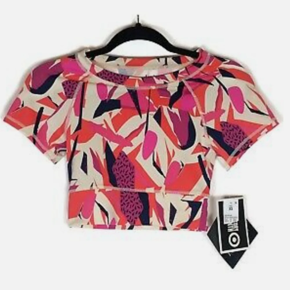 J Dow Fitness Black History Month Pink Geometric Active Crop Top Size XS NWT - Picture 2 of 5